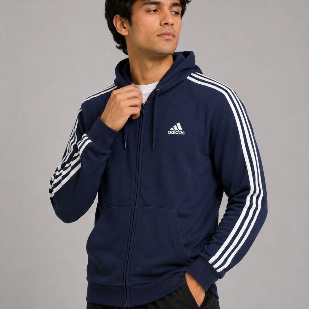 Adidas navy zip up hoodie